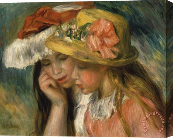 Pierre Auguste Renoir Tetes De Deux Jeunes Filles [also Known As The Two Sisters] Stretched Canvas Painting / Canvas Art